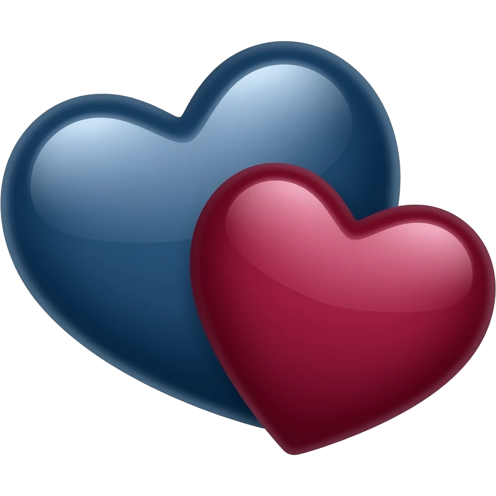 Navy heart Burgundy heart emoji