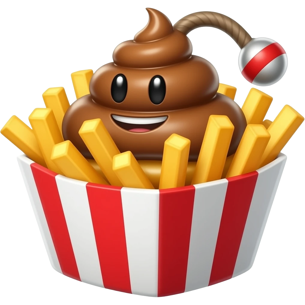 Poutine avec un caca en bombe emoji