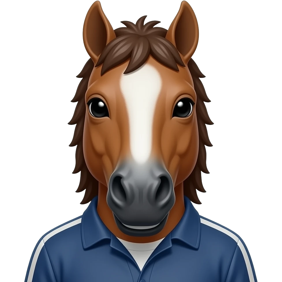 una persona con una mascara de caballo y que se vea mas la cara emoji