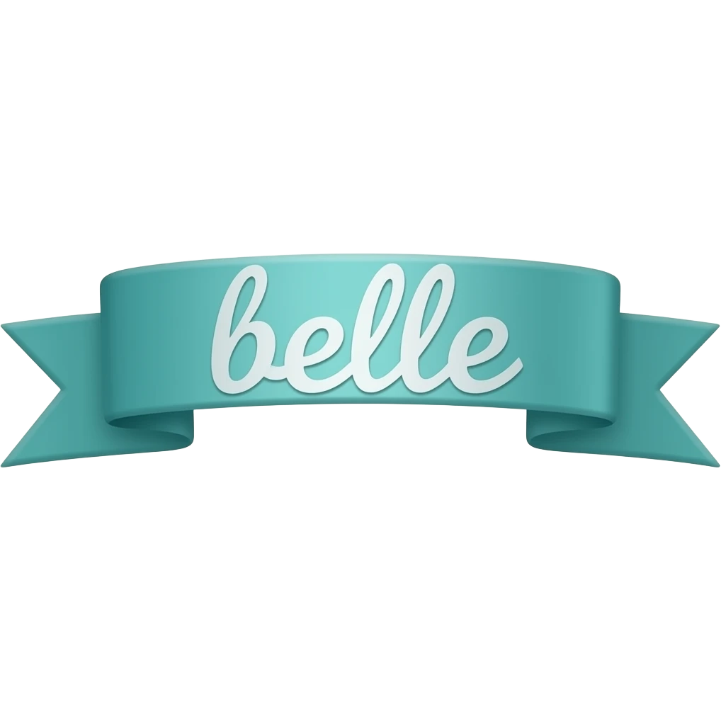 teal ribbon with word 'belle' emoji