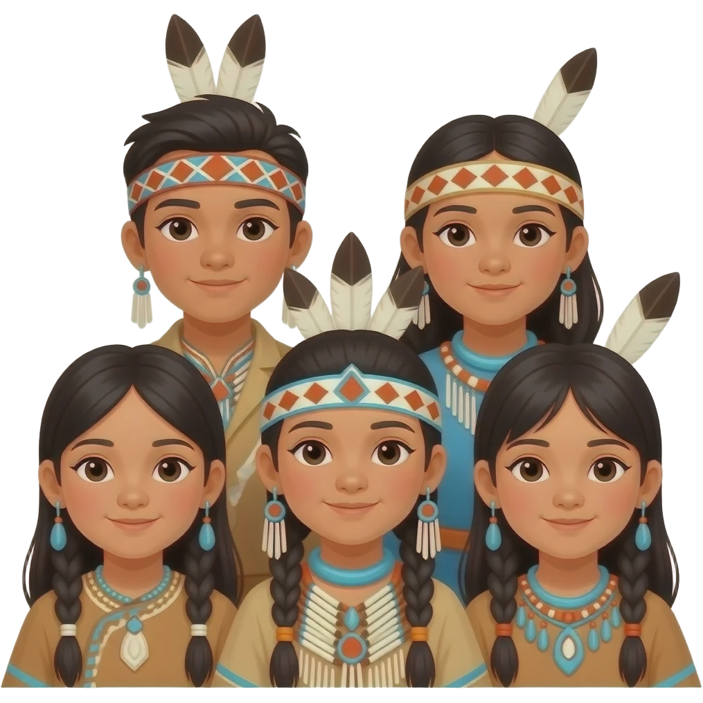 Native American group of children emoji