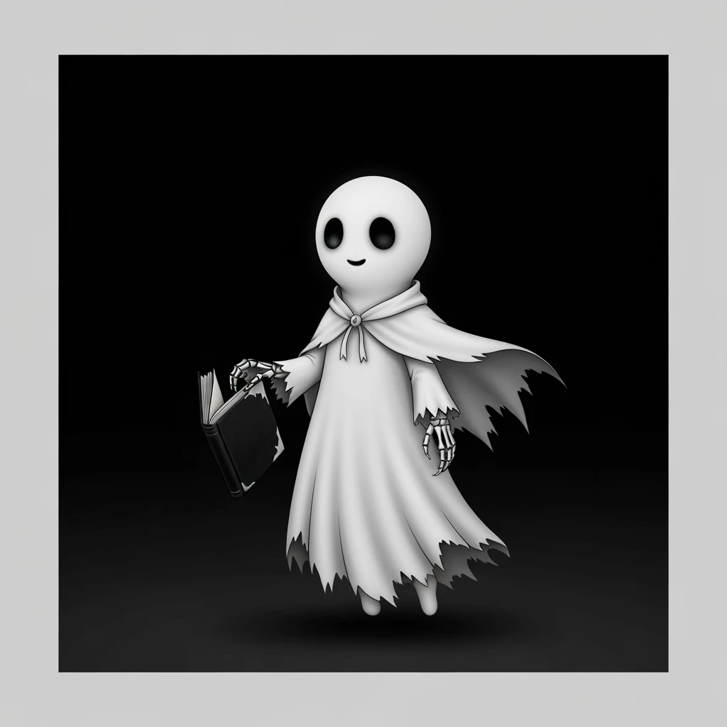 goth ghost, cute, expressive, minimal emoji