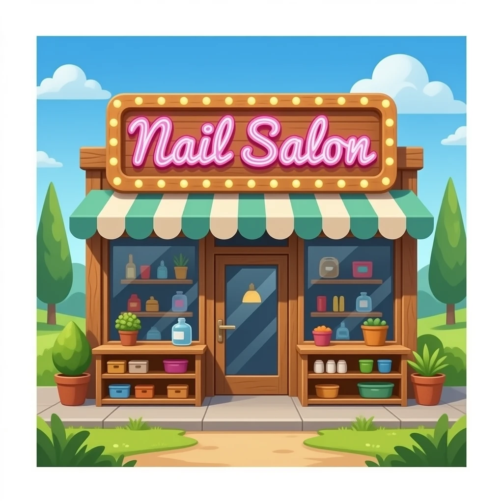 An led vintage shop without backround wich says nail salon emoji