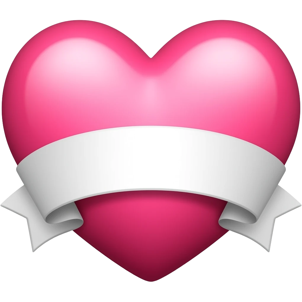 Pink heart, white race ribbon emoji