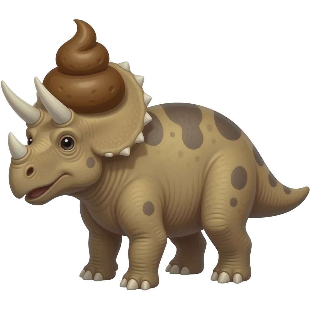 Triceratops with poop in their head emoji