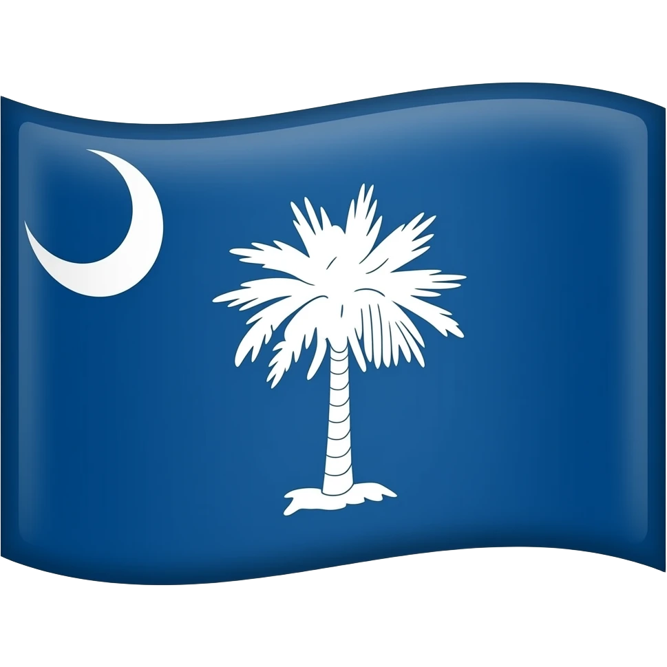 a blue flag with a white palmetto tree and a curved moon in the top left corner emoji