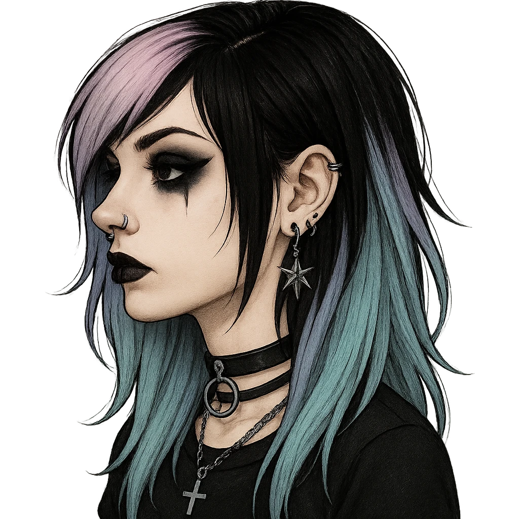 emo girl profile, pastel hair emoji