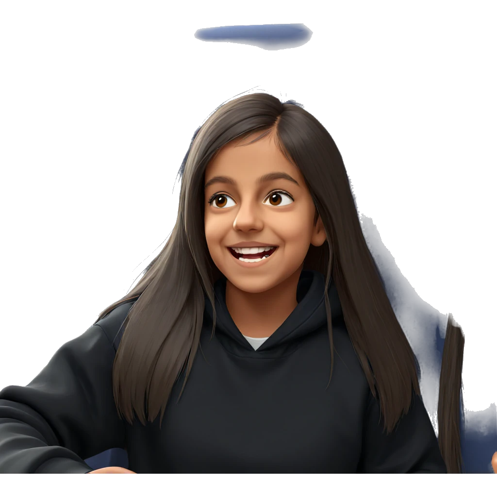 smiling girl in hoodie meme emoji