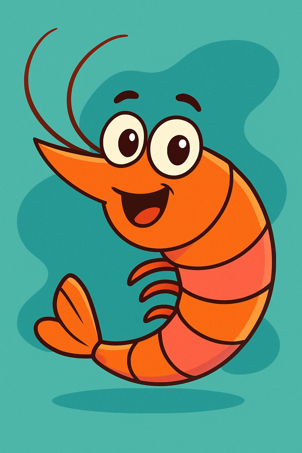 smiling shrimp vibrant cartoon style emoji