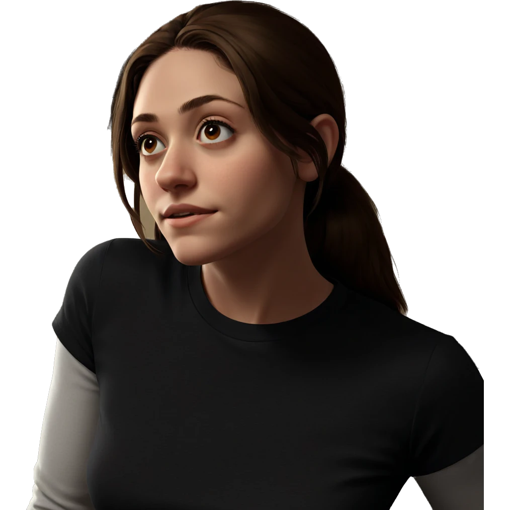 brown haired girl indoors emoji