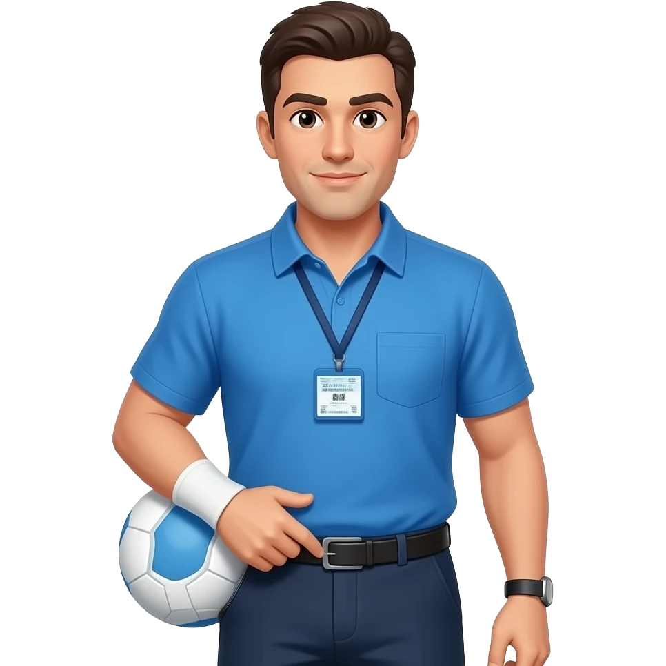 coach in a blue shirt grabs groin with one hand emoji