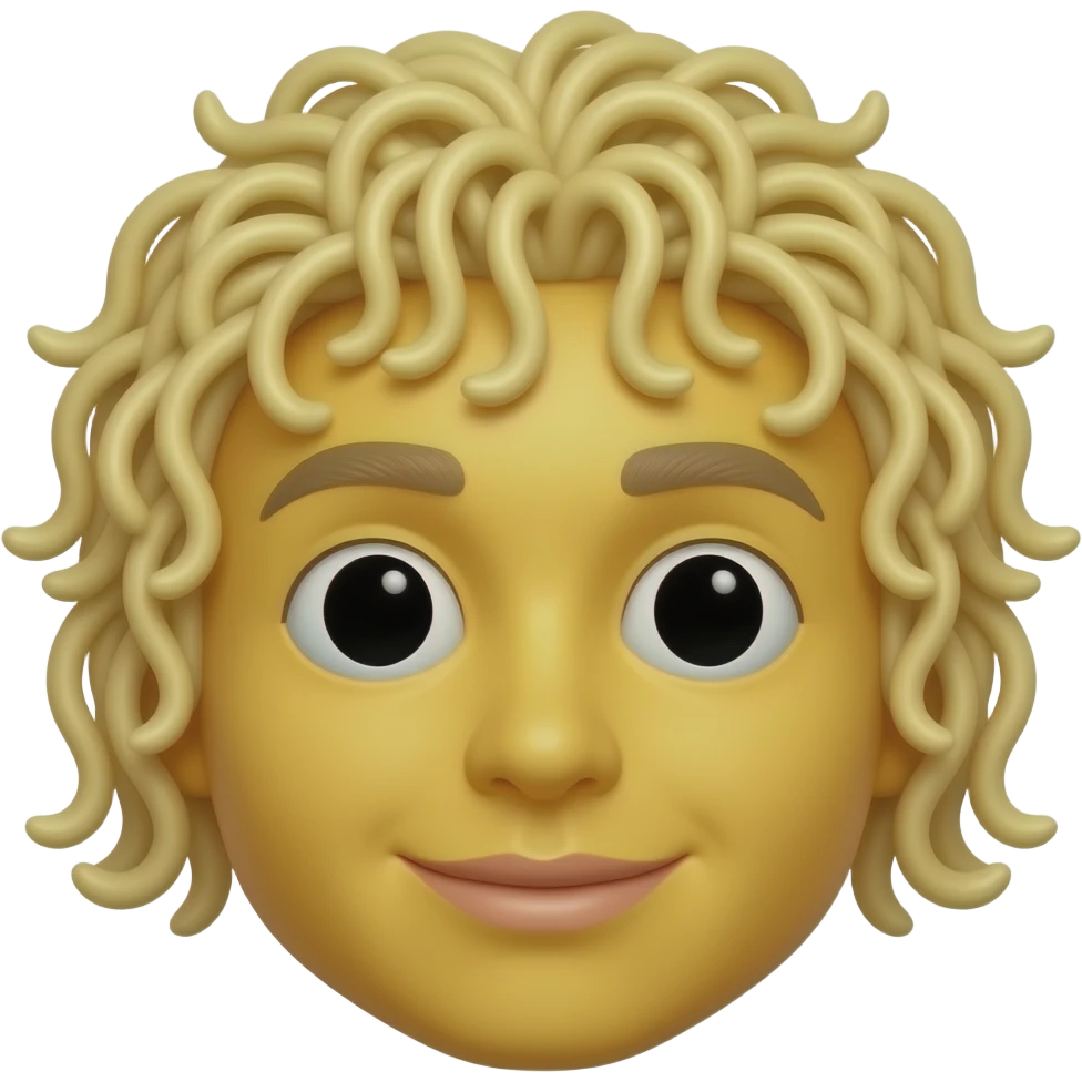 Yellow circle emoji with spaghetti hair emoji