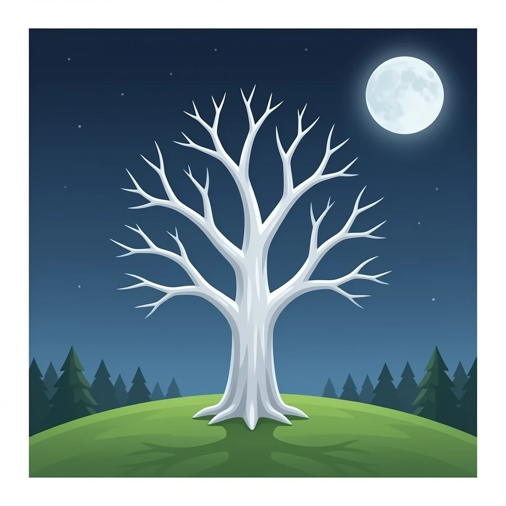 cinematic - white bare haunted tree on hill emoji