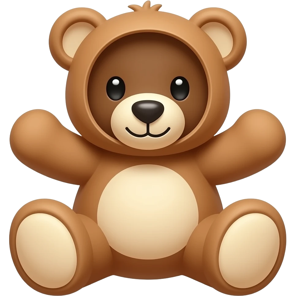 An inside-out teddy bear emoji