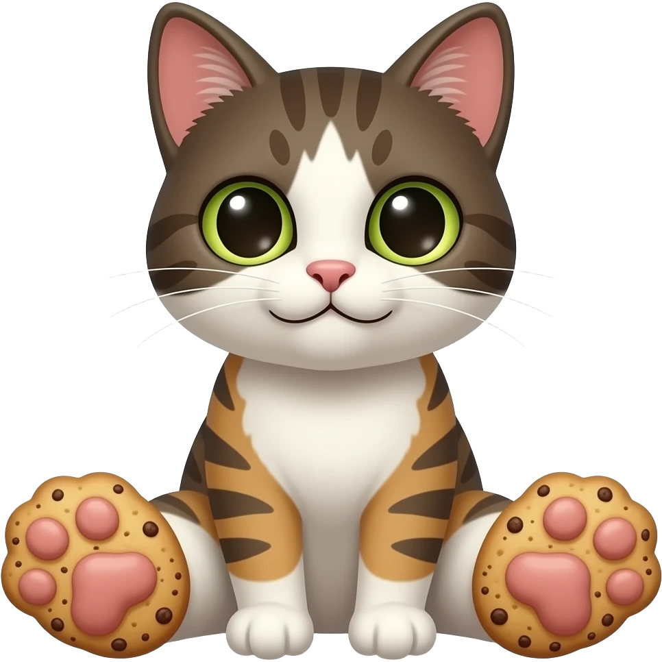 and cat emoji with big cookies as feet emoji