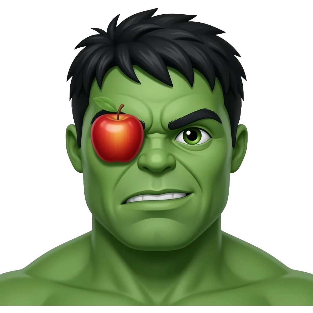 Hulka emoji and uske aankh per Apple emoji
