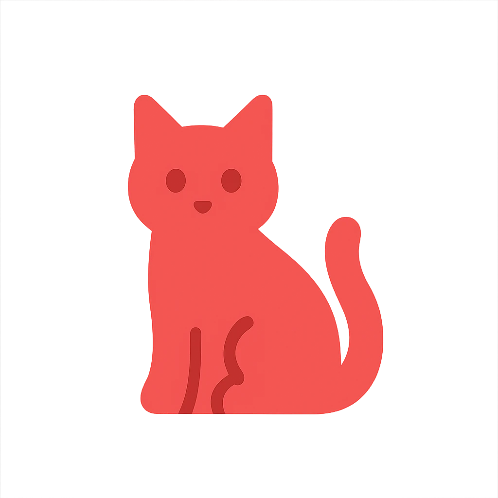 red cat, icon with thick outline, modern, transparent background emoji