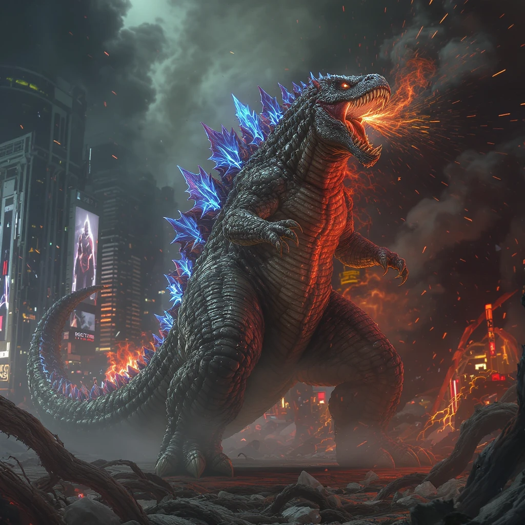 godzilla attacking ny emoji