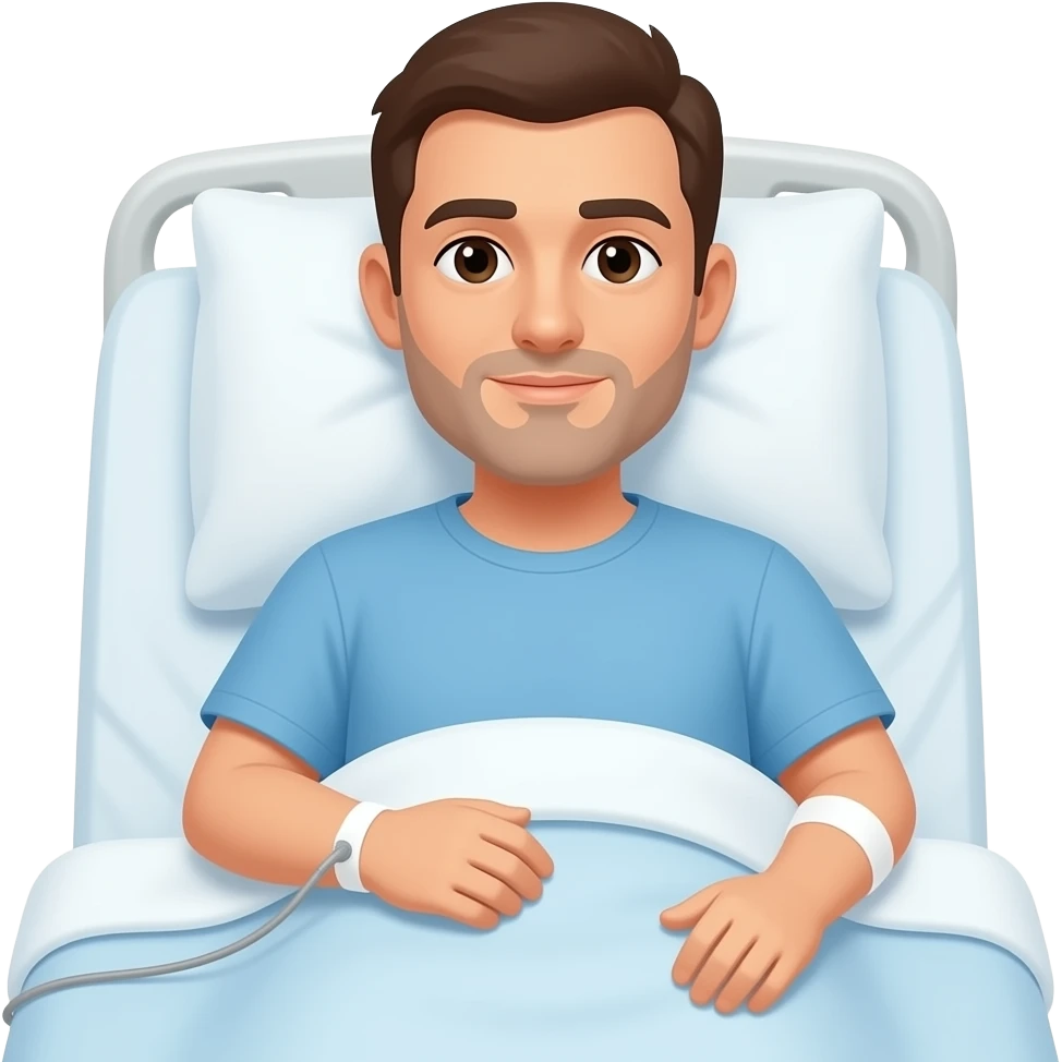 Man recovering from outpatient dialysis procedure emoji