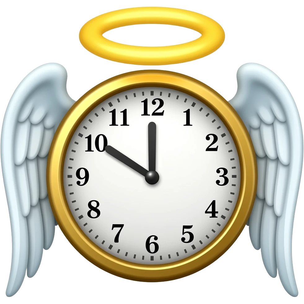A 'clock with wings and a Halo on its head emoji