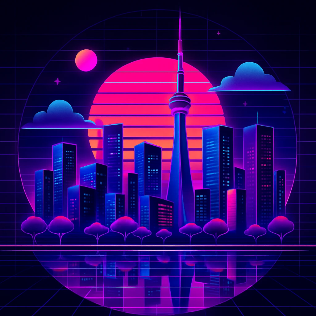 Create a retro 80's tron feel to this image  emoji