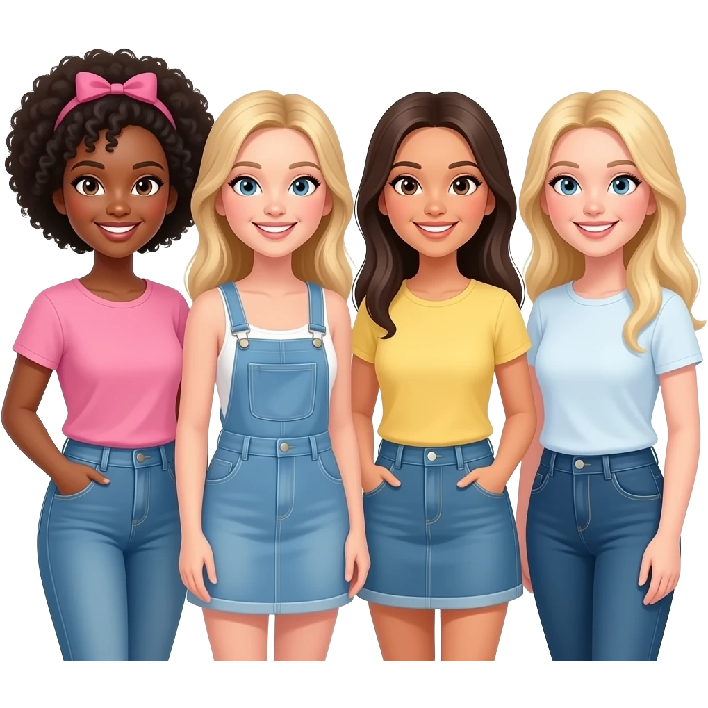 4 girl friends , one black girl 3 white girls emoji