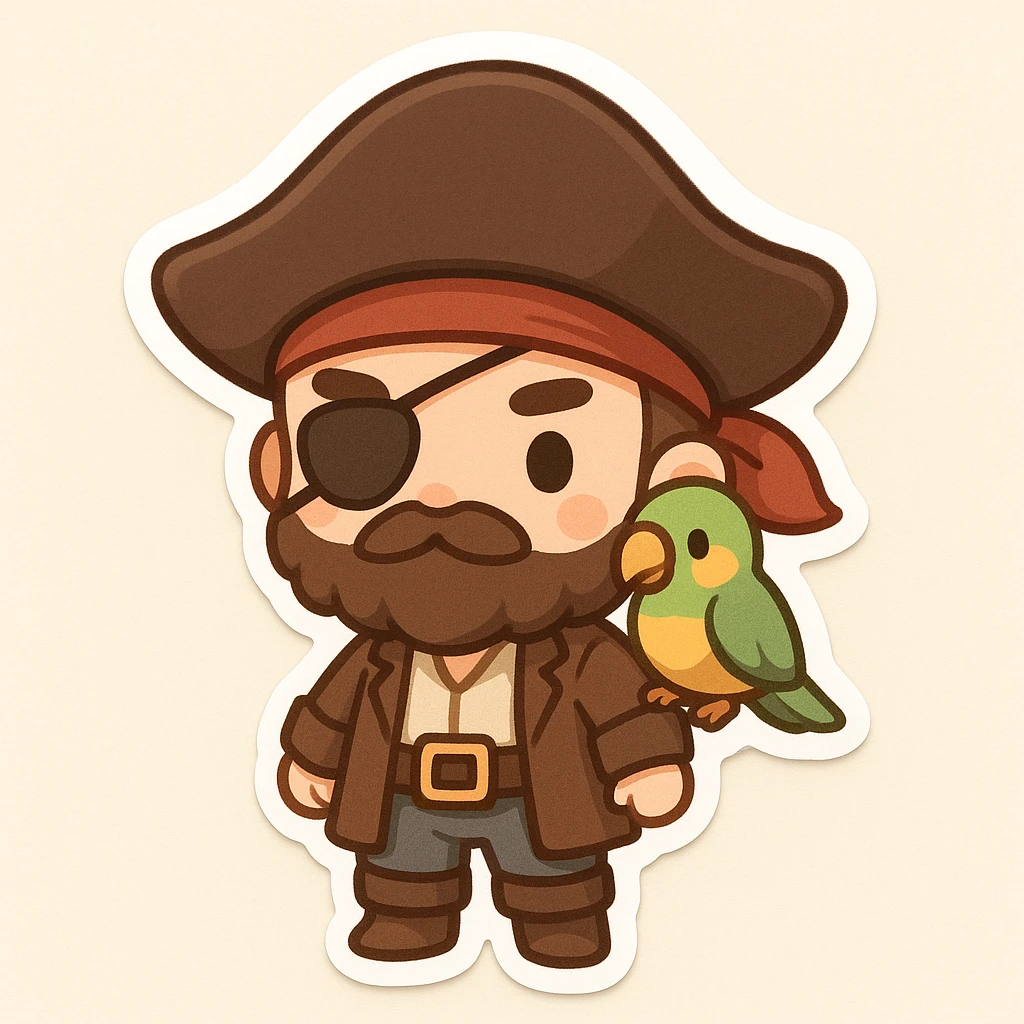 pirate with eye patch and parrot emoji
