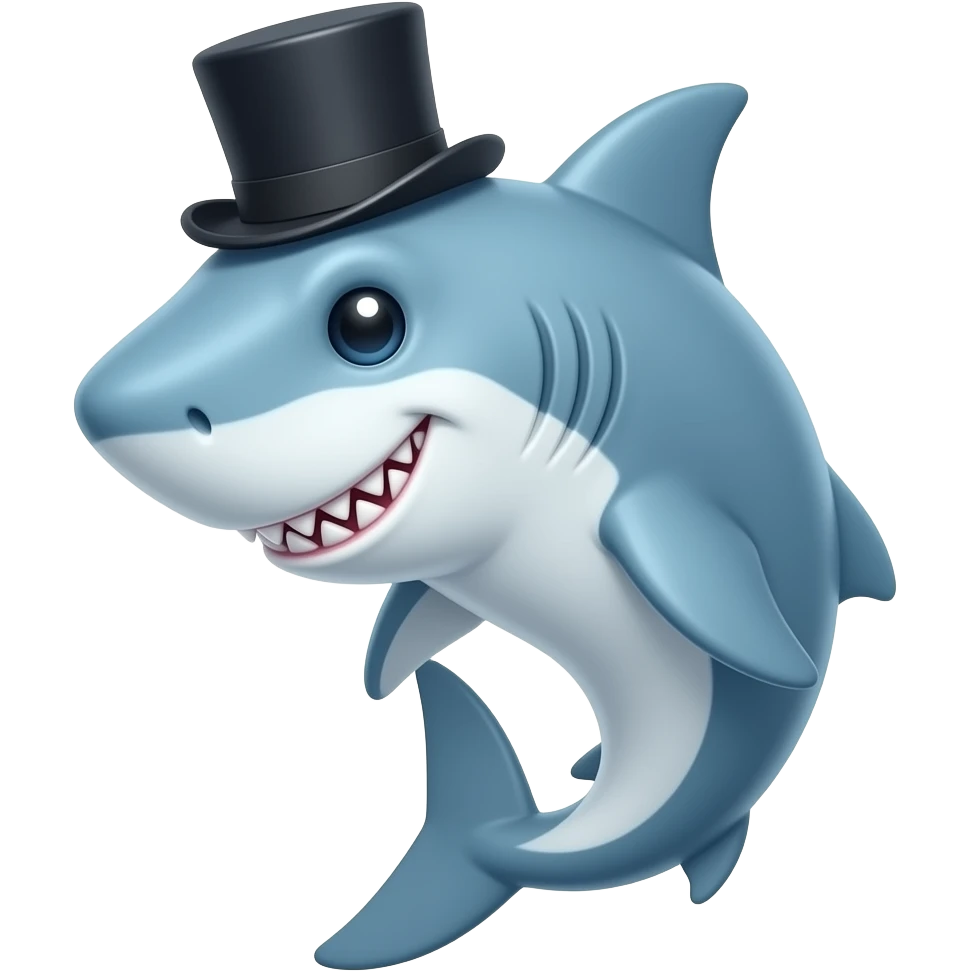 Shark with a top hat emoji
