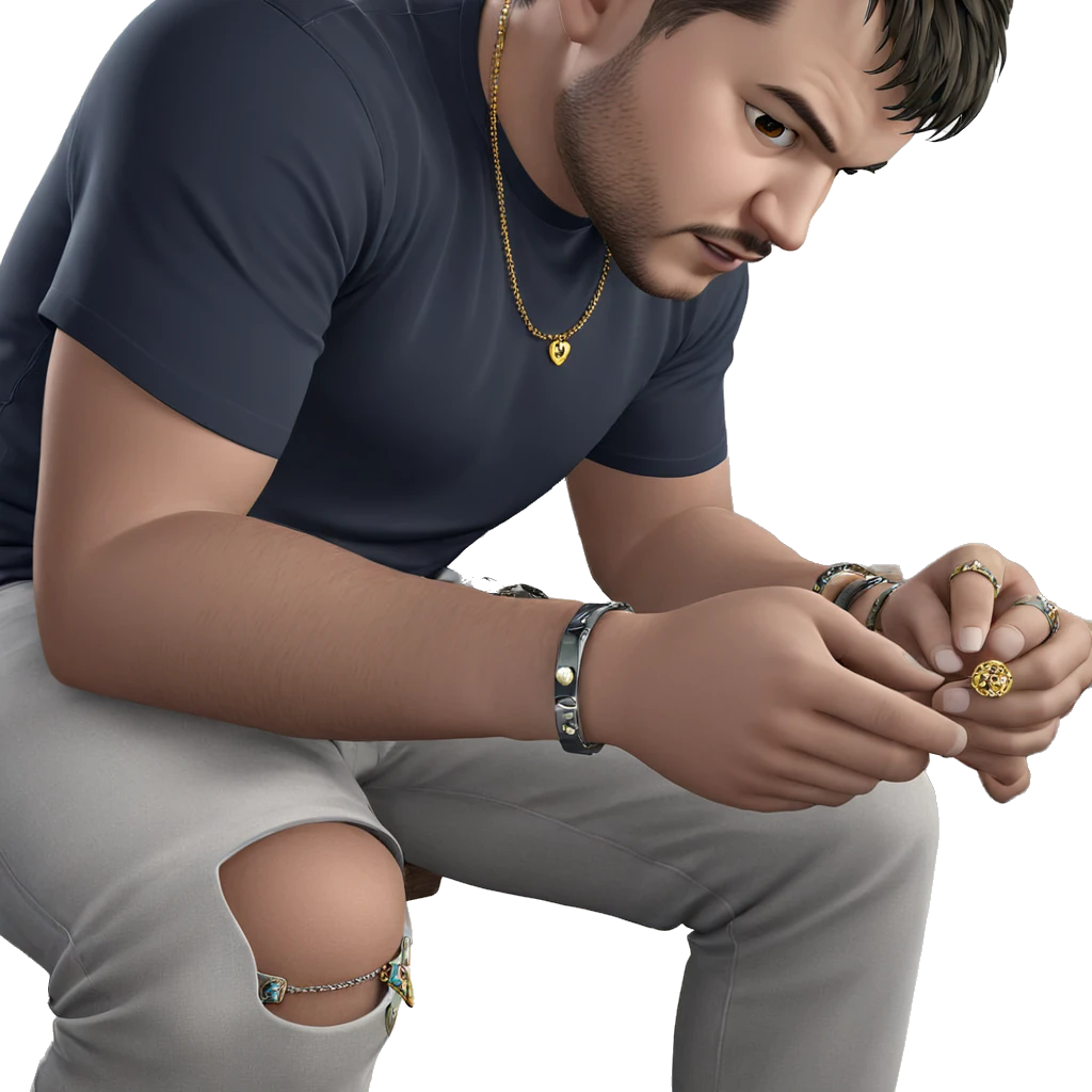 casual male portrait with jewelry emoji