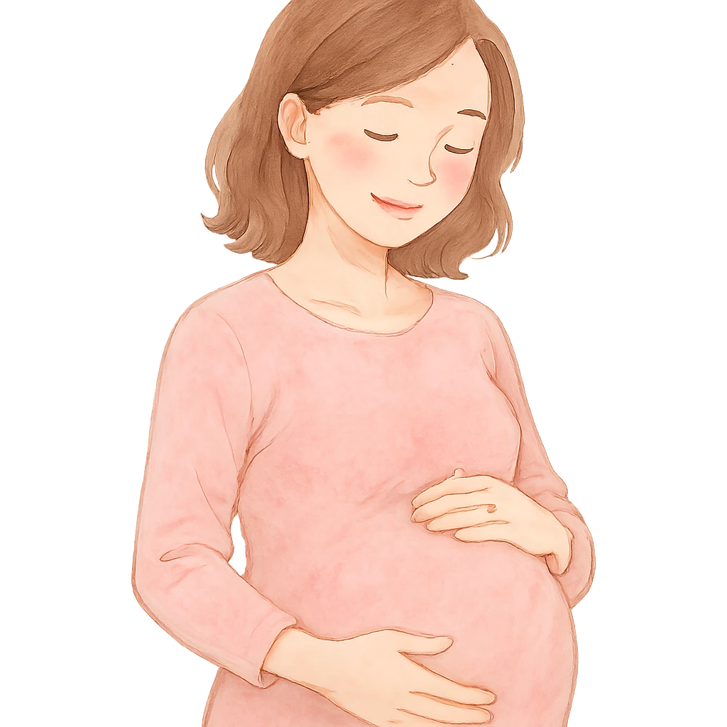 pregnant woman smiling, upper body, gentle expression, soft colors emoji