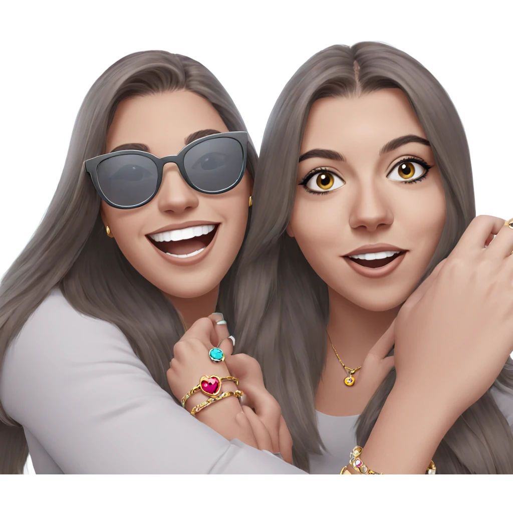 smiling girls with jewelry emoji
