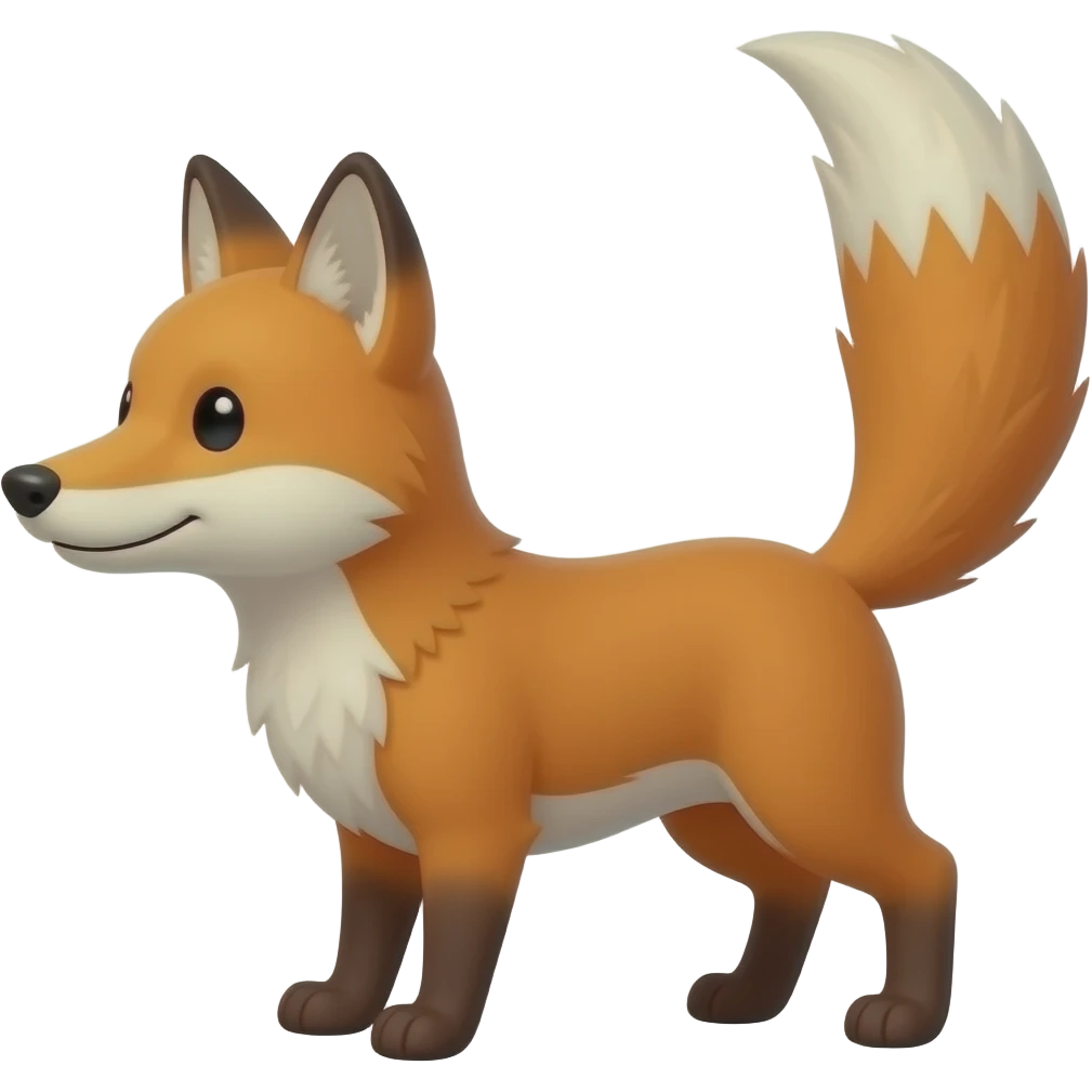 fox with black dots for eyes its head at 3/4 with a full body tail up emoji