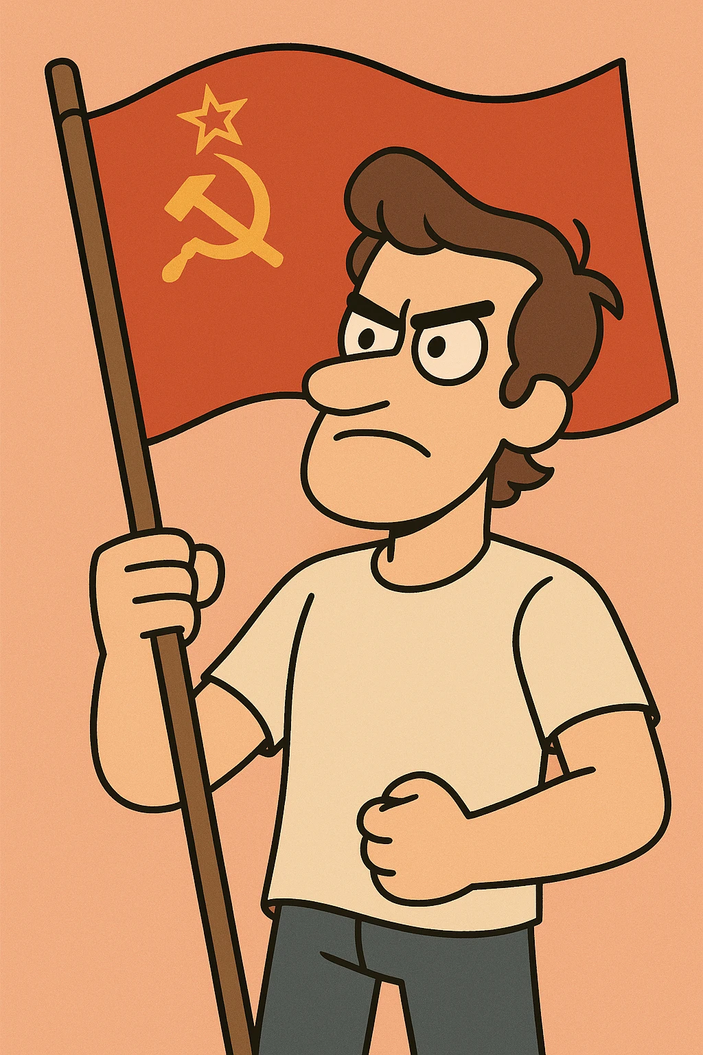 Soviet flag, red with gold hammer, sickle, and star, strong contrast, emblematic, simple shapes emoji