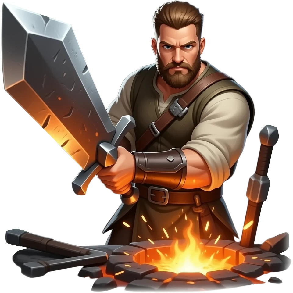 man weilding iron greatsword emoji