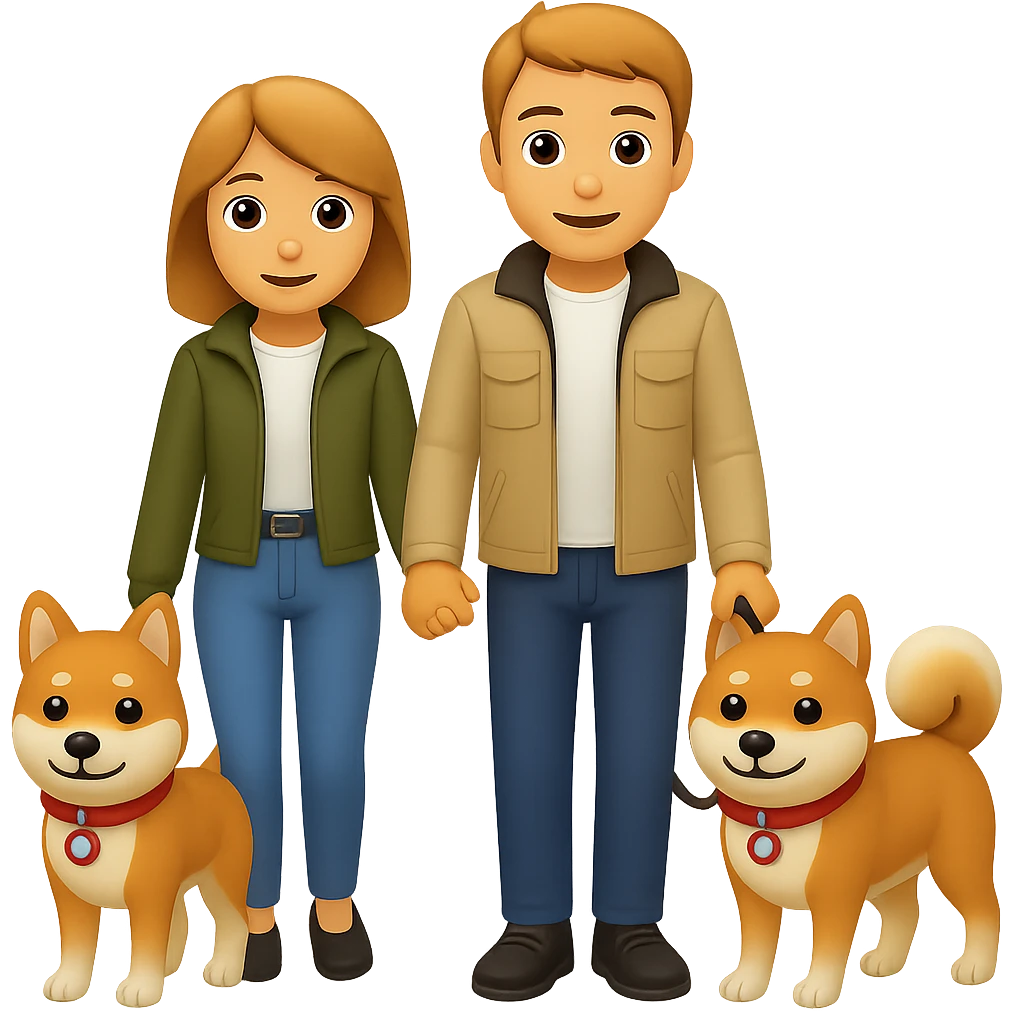Make the couple have brown hair in emoji style with no background. emoji