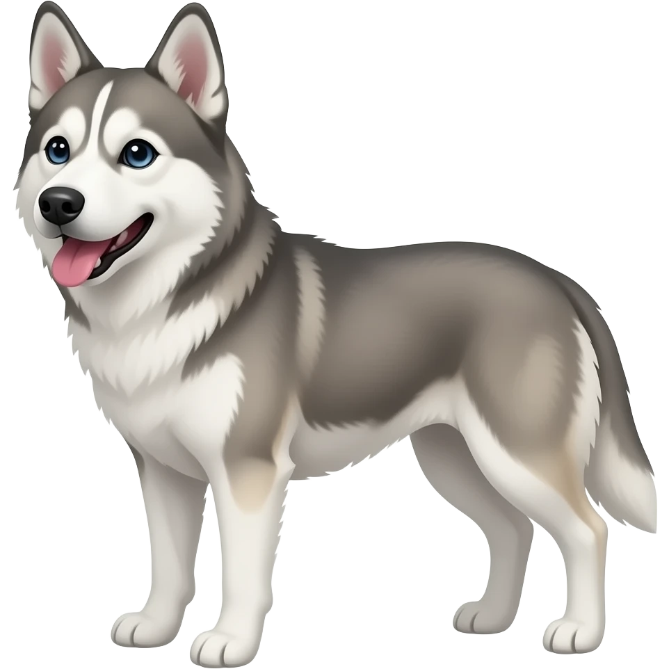 a white colored heeler husky mix dog. no grey. emoji