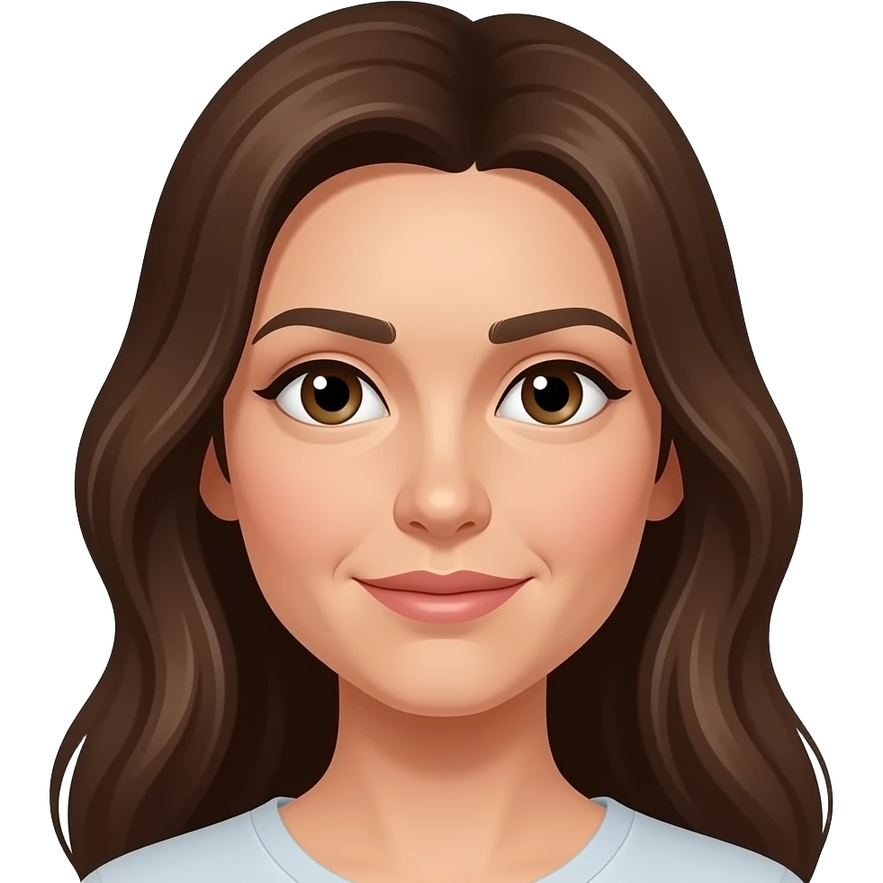 make the above emoji a female face with long brown hair with wrinkled nose emoji