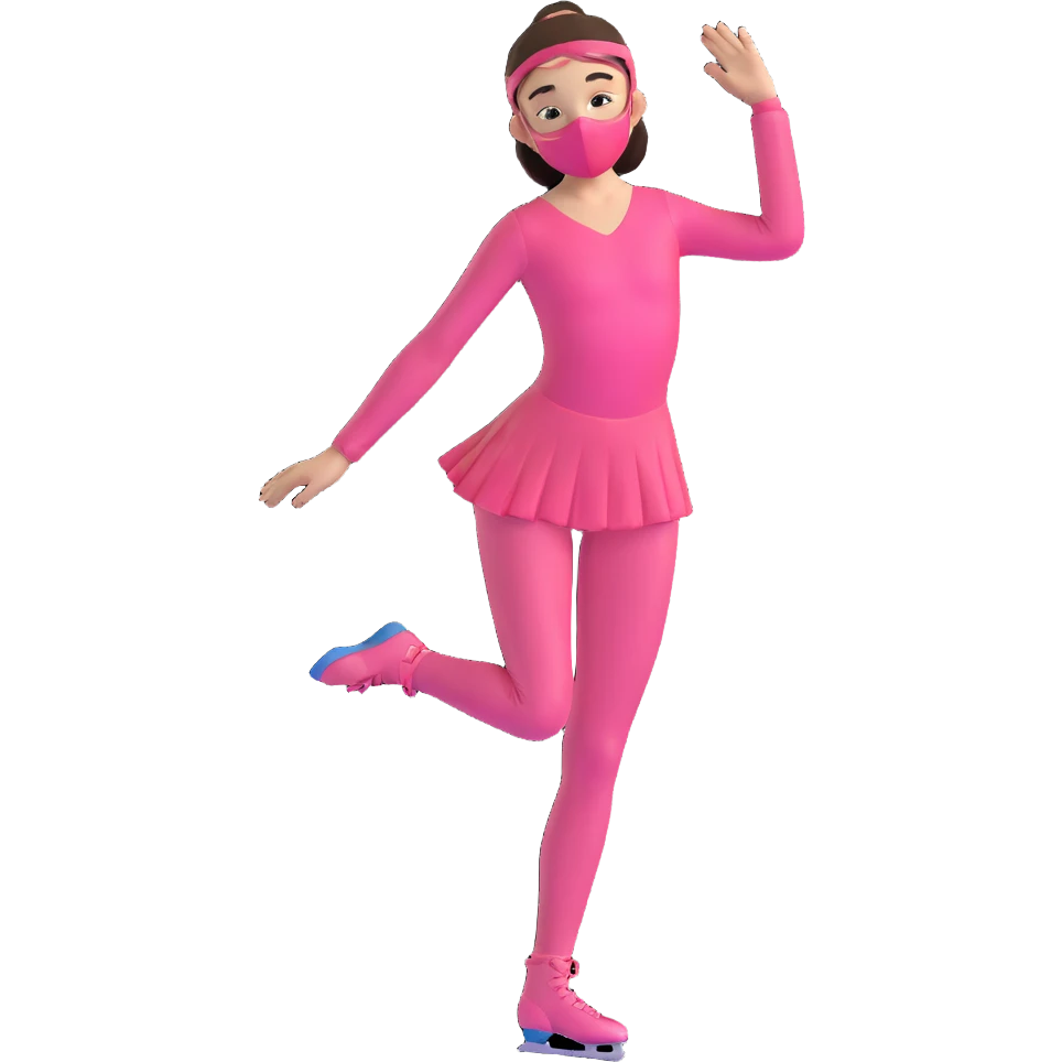 a figure skater girl wearing a face mask emoji