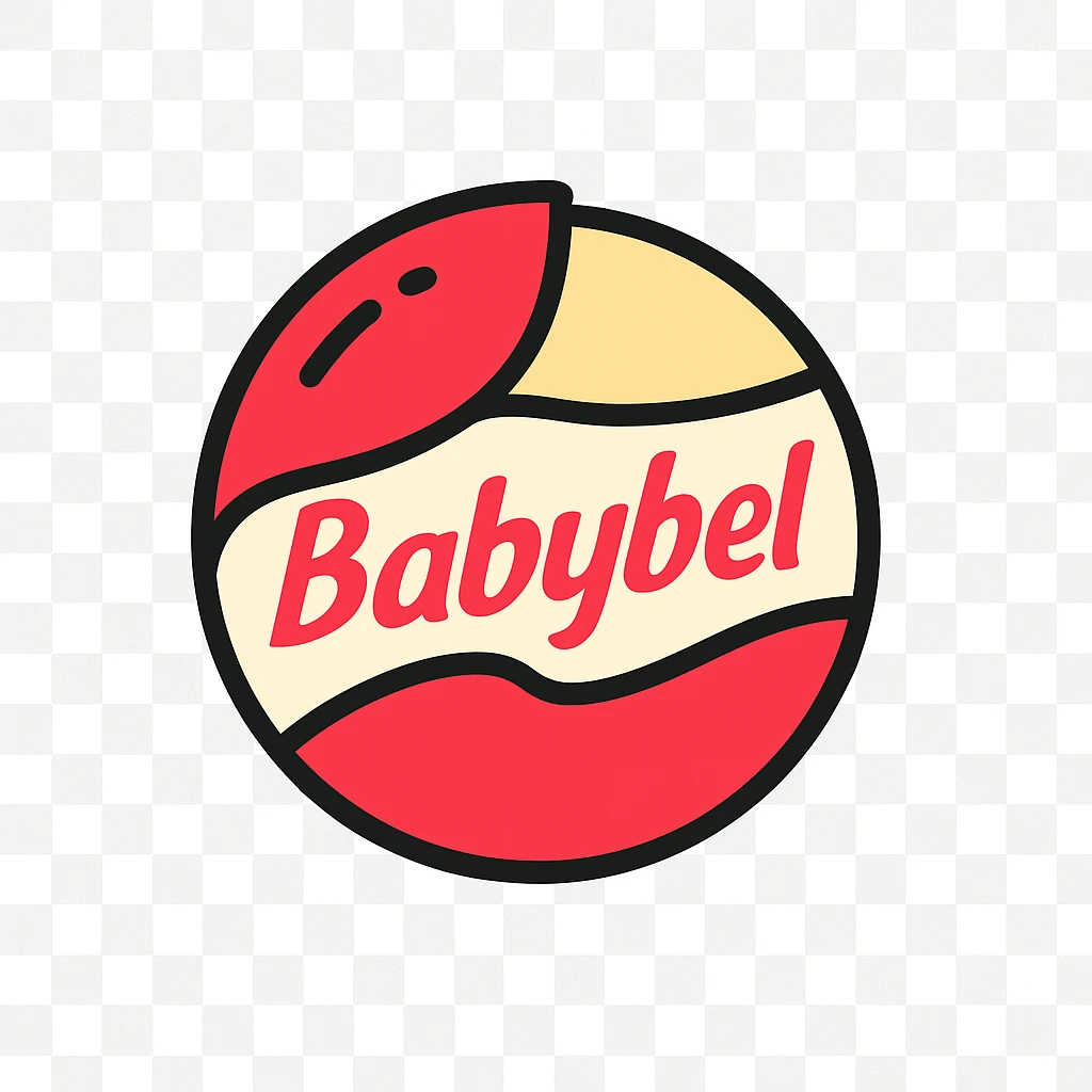 Babybel cheese with the red wax partially peeled, playful emoji