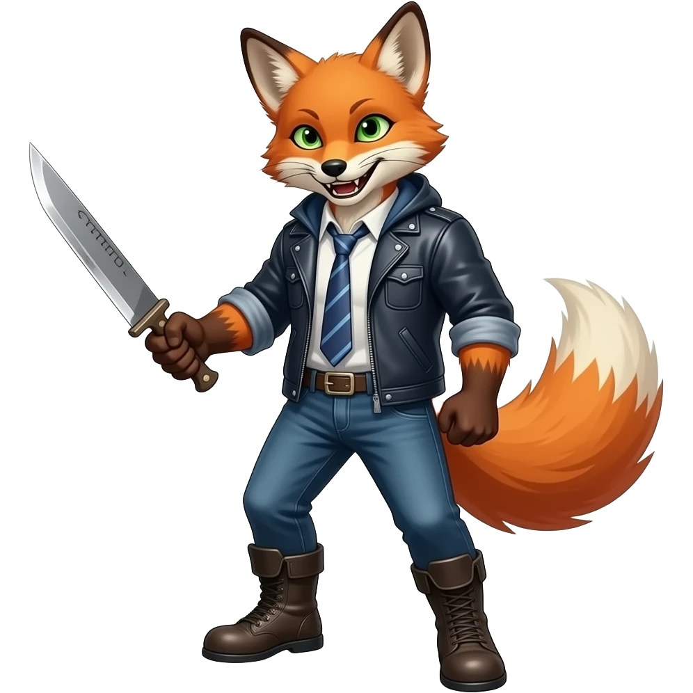 Scary anthro Fox stabbing with knife emoji