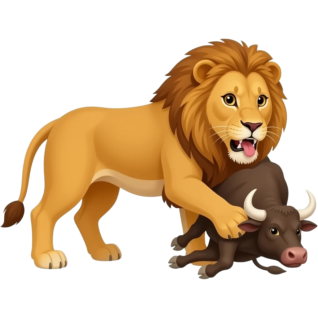 lion killing cow emoji