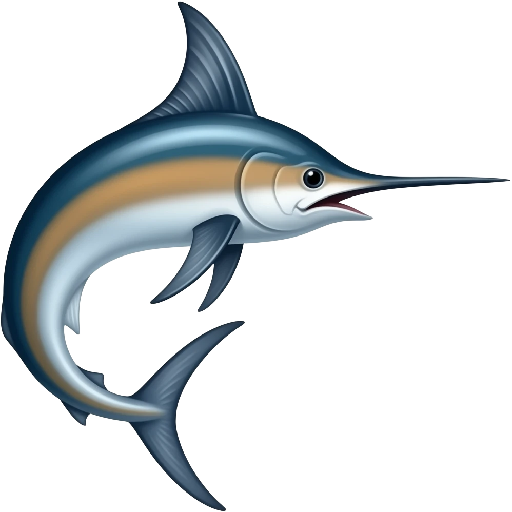 Marlin curved looking right side emoji