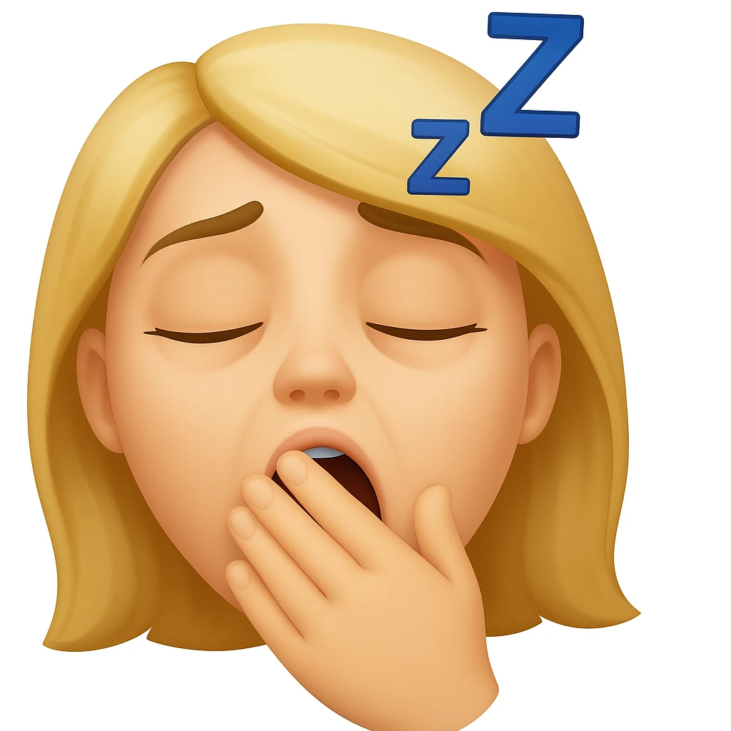 Make this emoji look even more sleepy: add heavy eyelids, a yawn with a hand, and a Zzz above the head in emoji style emoji