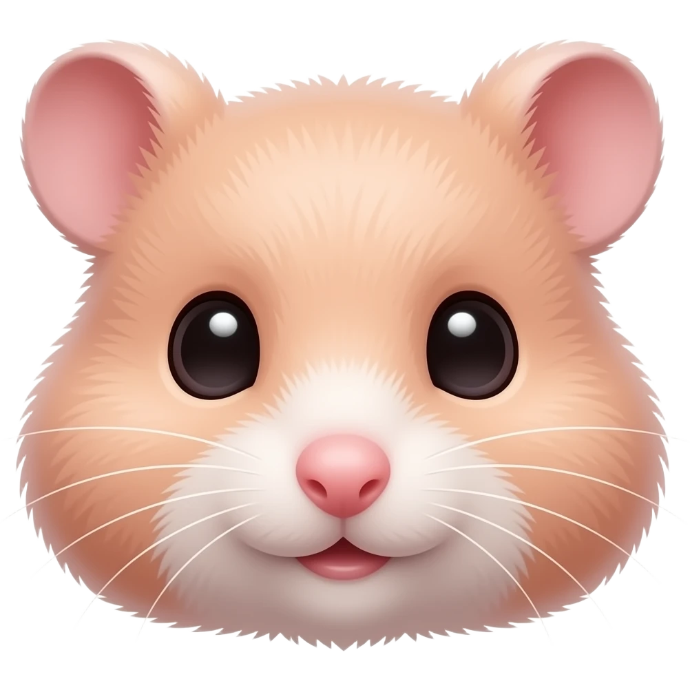 Peach pink realistic baby hamster face Cute hamster face view 🐹 emoji