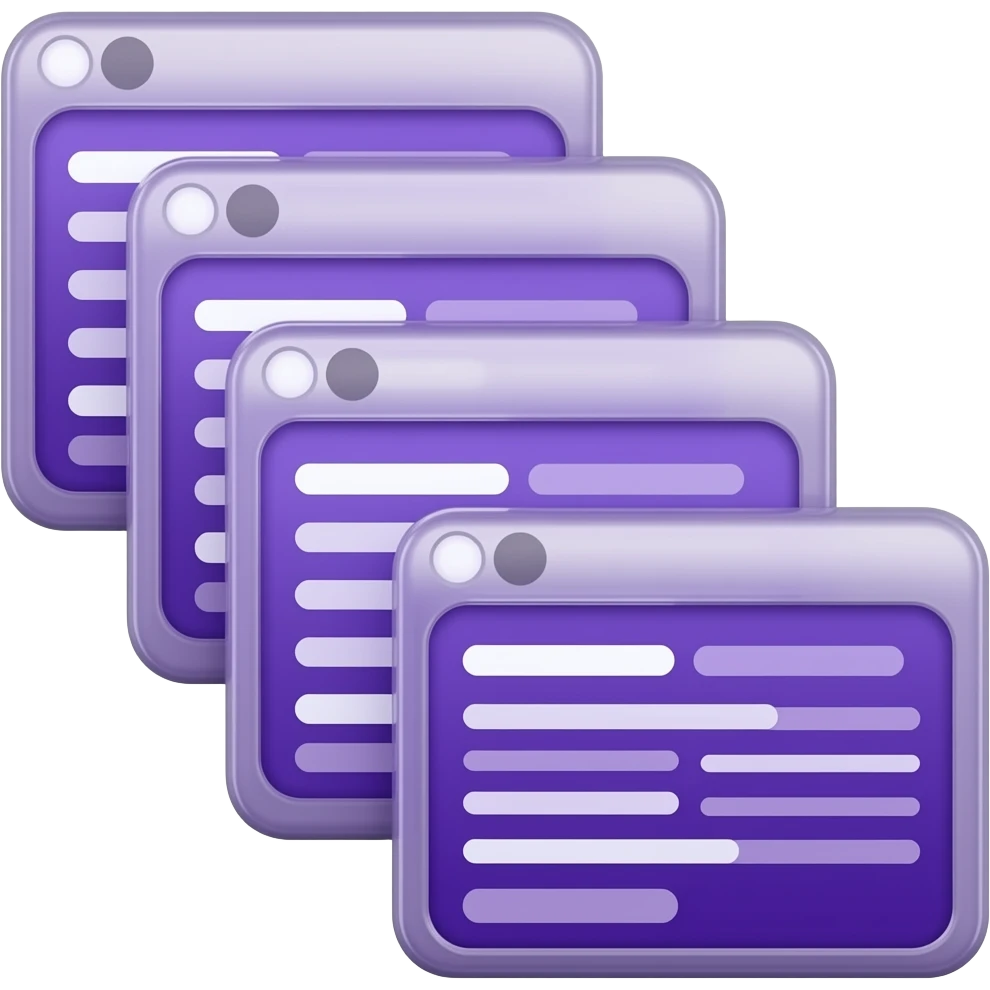 Purple color 2D render iPhone emoji png of a detailed Computer UI pop ups emoji