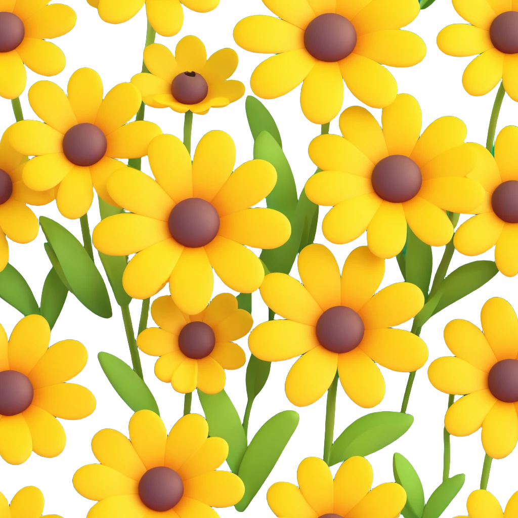 Redraw this photo of yellow wildflowers in a volumetric 3D iOS style with bright colors, realistic details, clean modern background, emphasizing volume and light-shadow play. emoji