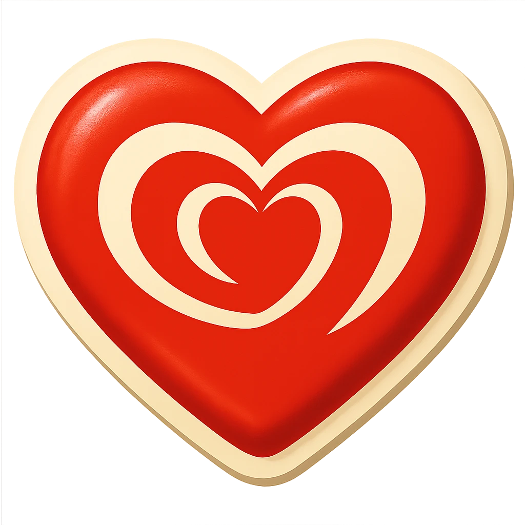 Edit Wall’s ice cream logo heart with red and white colors, smooth lines, no text. Create pulse animation frame 4 back to original size. Sticker style for presentation on transparent background. emoji