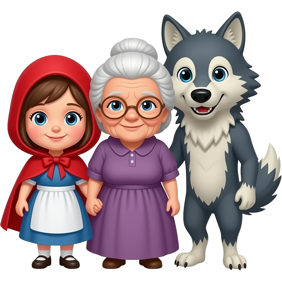 Little red riding hood grandma and wolf combine emoji