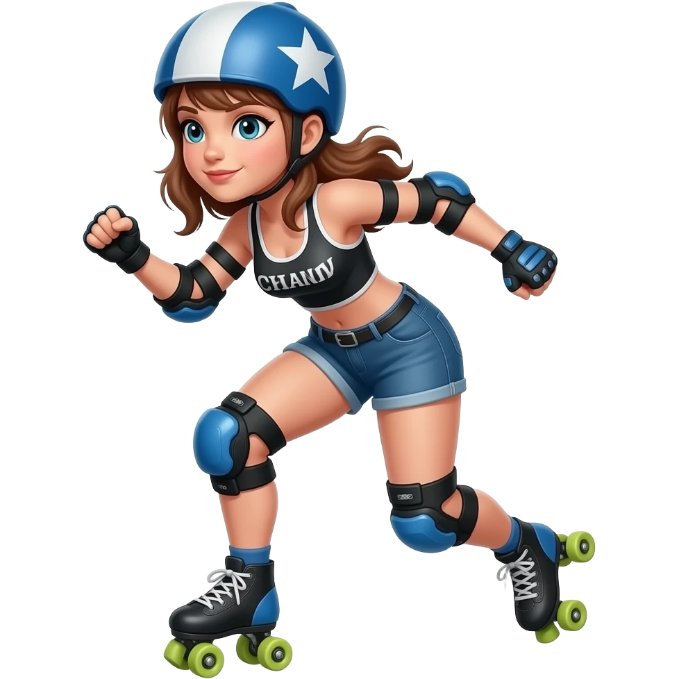 Rollerderby jammer. And in skate style. Like cool and hip (a typical masq presenting lesbian). And more in action. And with the star on the head. emoji
