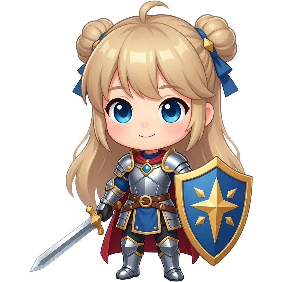 hero girl fantasy magic knight style anime chibi emoji